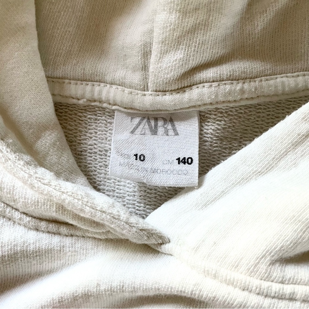 Zara Kids Anime Graphic Hoodie Sweatshirt Long Sleeved Cream Color Size 10 - Picture 5 of 5